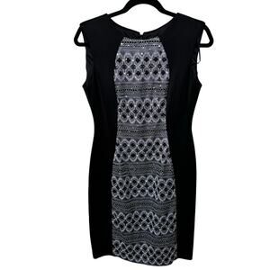 R&M Richards Black Sheath Sleeveless Knee Length Dress Women's Size 8